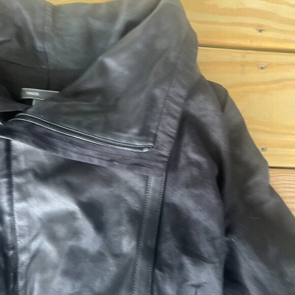 Vince  Black Leather Sleeved Moto Jacket Size Large - Picture 6 of 13